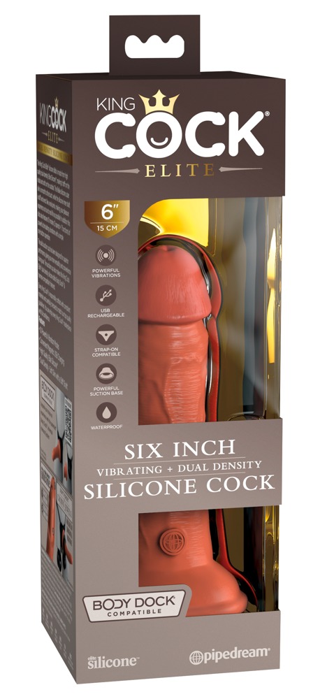 Silikoninis vibratorius su pulteliu King Cock Elite Dual Density Vibe 6" Tan