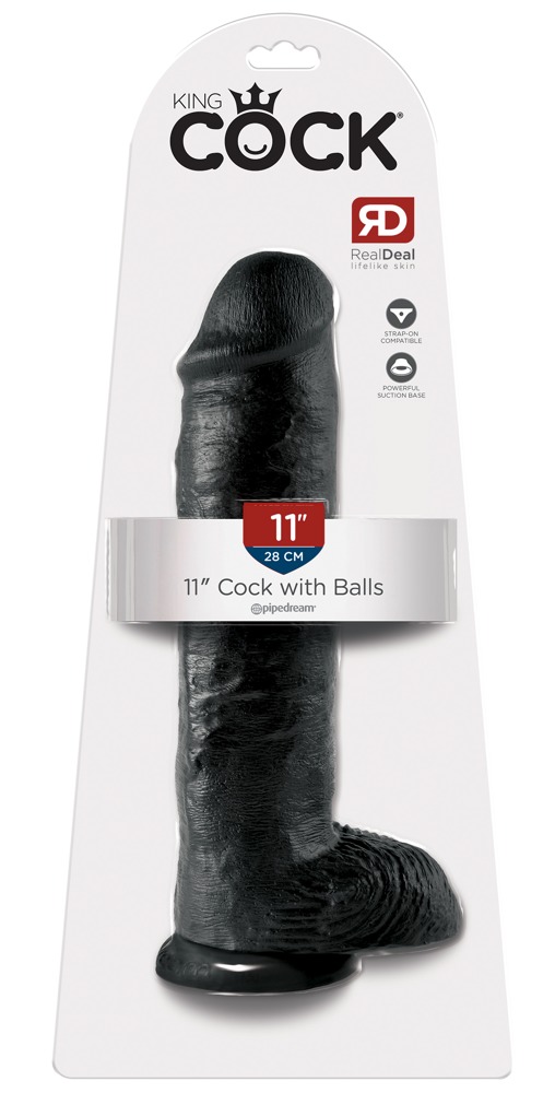 Falo imitatorius King Cock su sėklidėmis, juodas