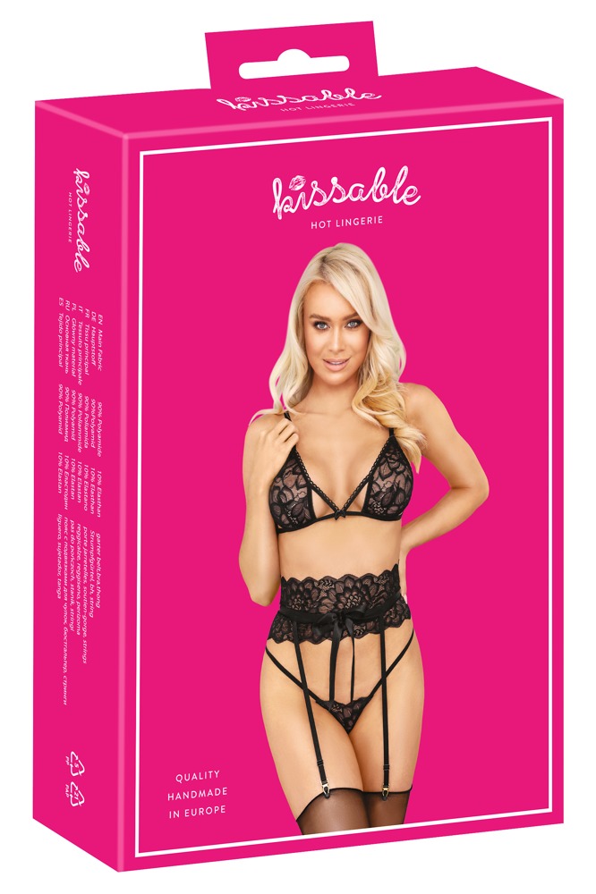 Seksualių apatinių komplektas Kissable, juodas, L/XL