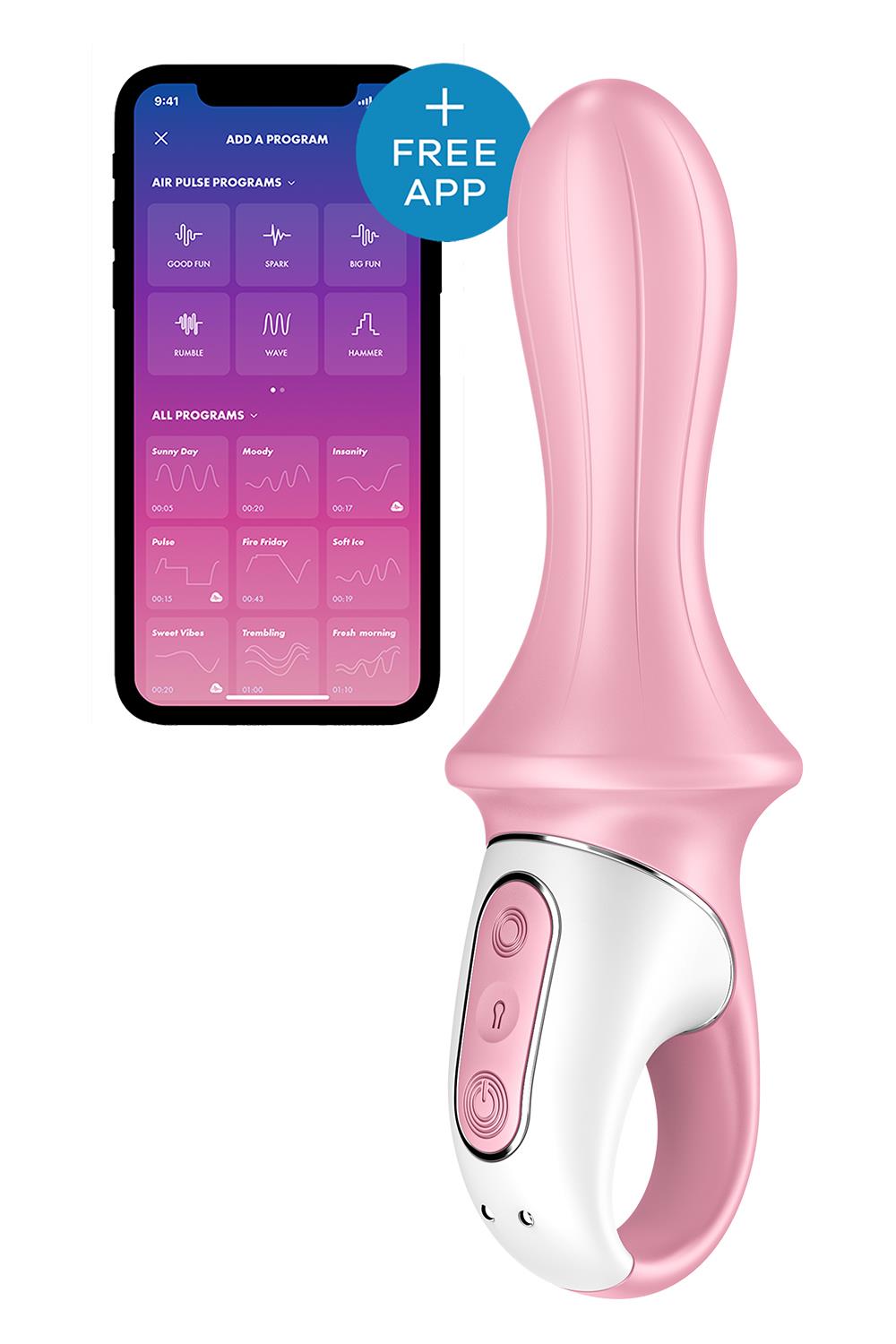 SATISFYER AIR PUMP BOOTY 5+ PRIPUČIAMAS ANALINIS VIBRATORIAUS – ROŽINIS