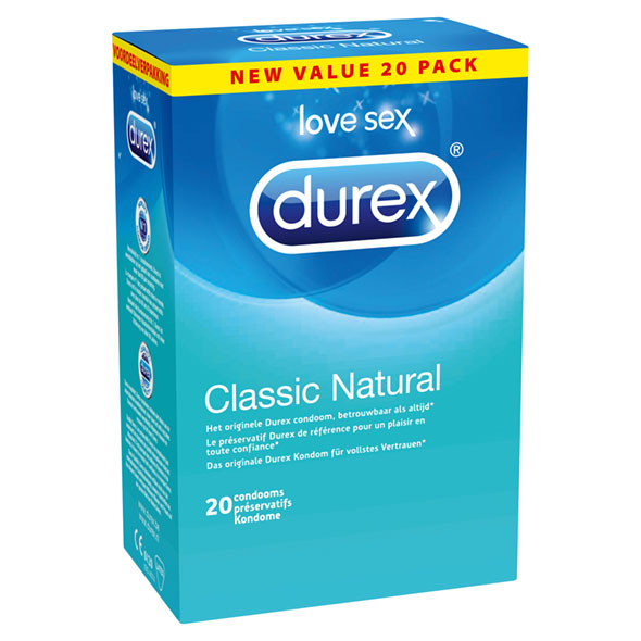 Prezervatyvai Durex Classic Natural, 20 vnt.