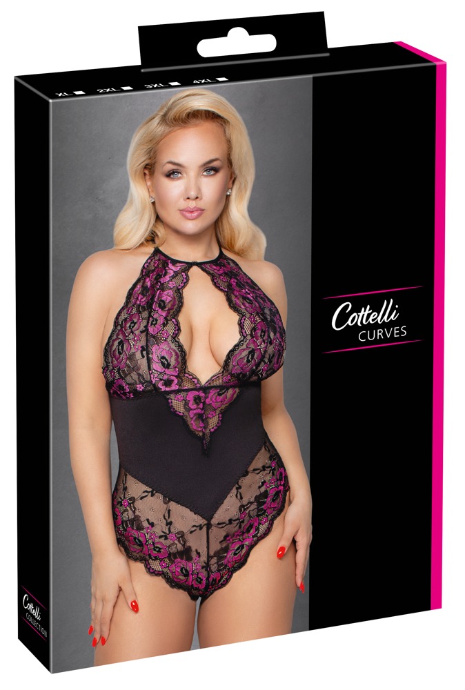 Seksualus bodis Cottelli Curves, juodas/violetinis XL-4XL