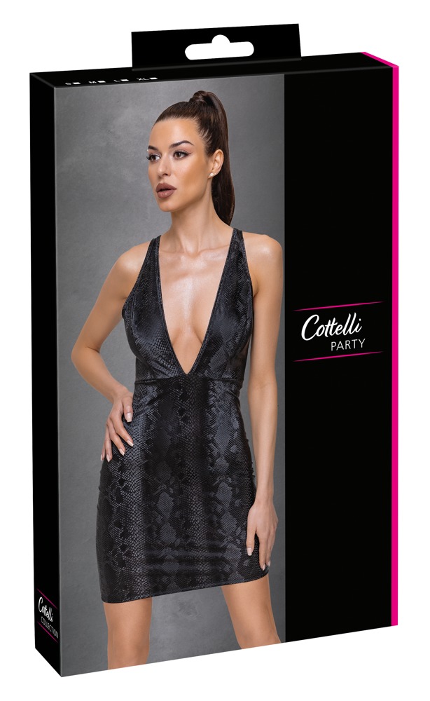 cottelli party gyvatės odos rašto suknelė, juoda, XL, XL