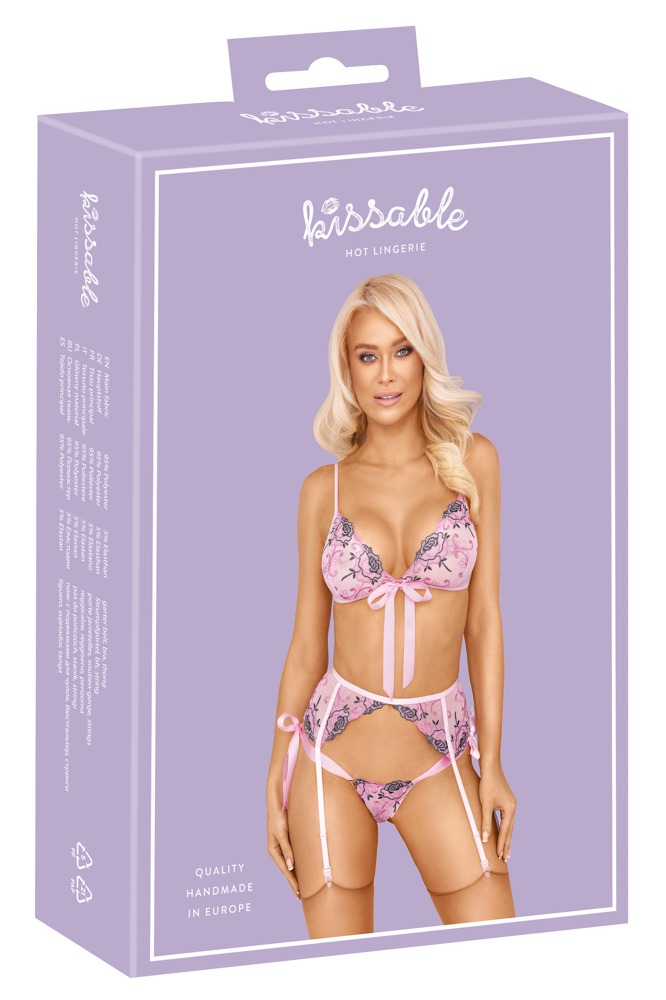 Seksualių apatinių komplektas Kissable, rožinis, S/M