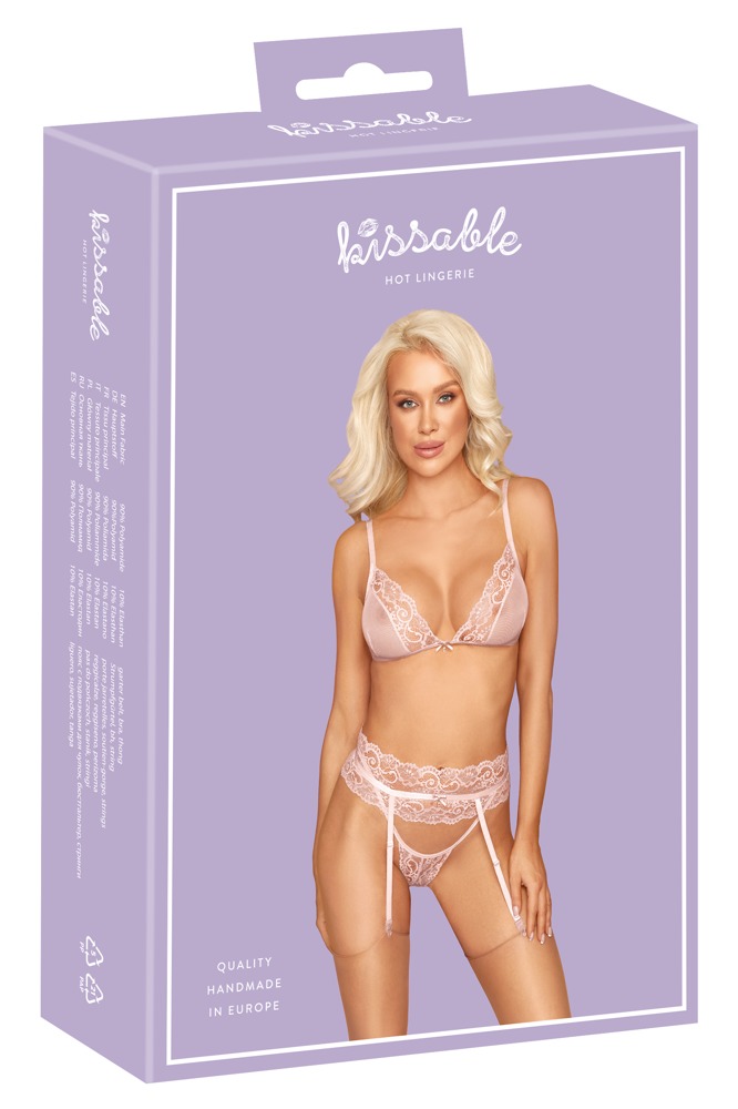Seksualių apatinių komplektas Kissable, rožinis, S/M
