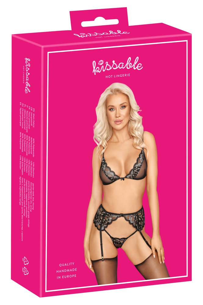 Seksualus komplektas Kissable, juodas, S/M, S/M
