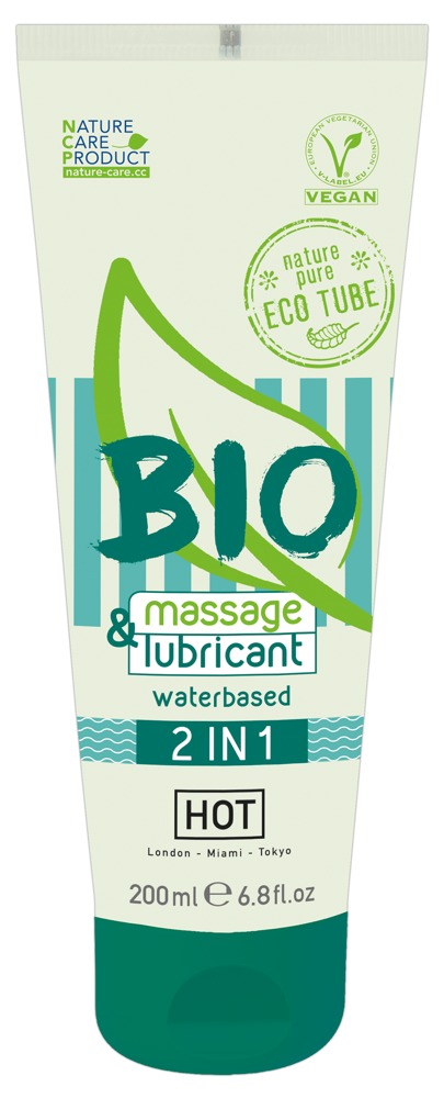 Ekologiškas vandens pagrindo lubrikantas Hot Bio Massage & Lubricant, 200 ml