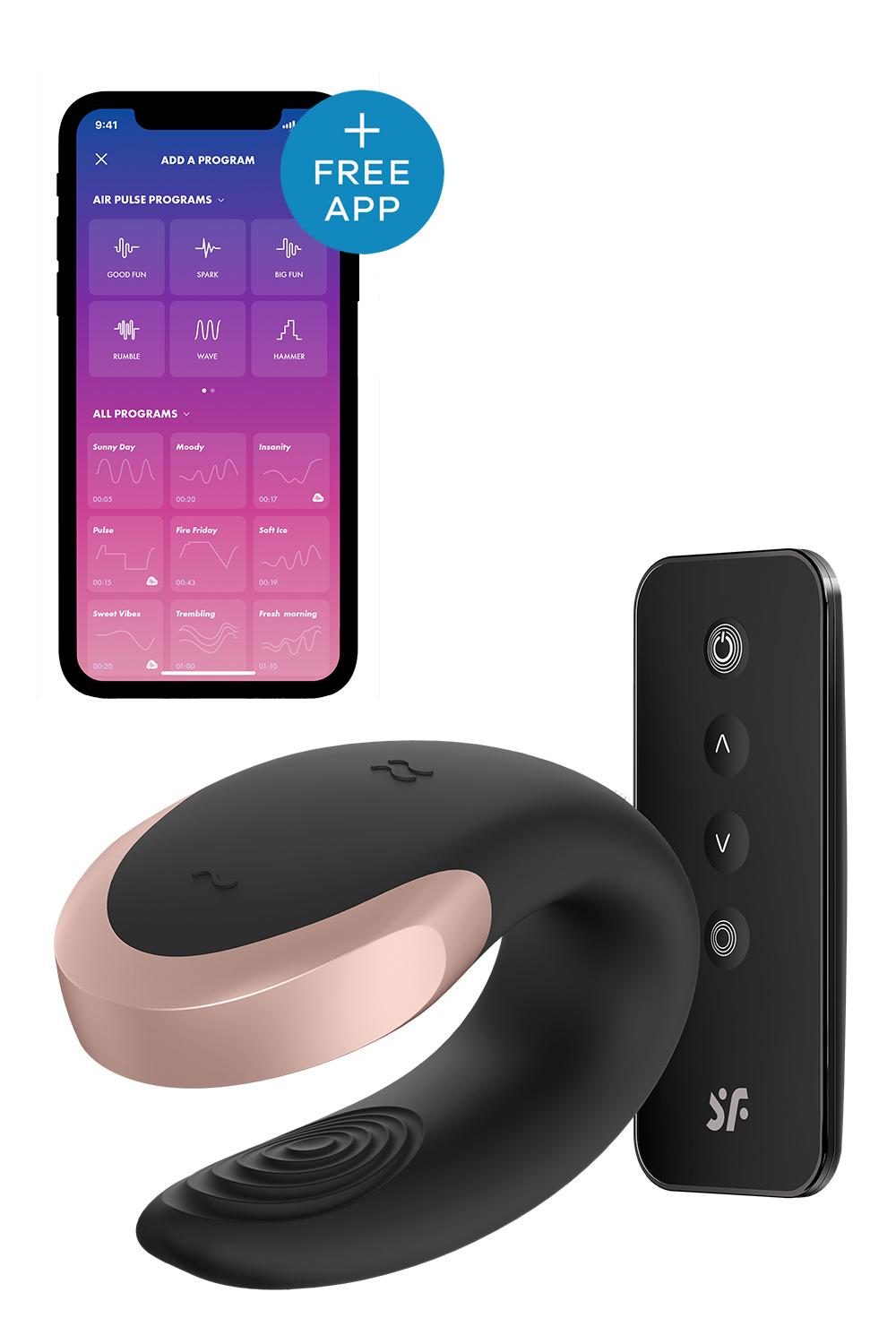Vibratorius poroms Satisfyer Double Love, juodas