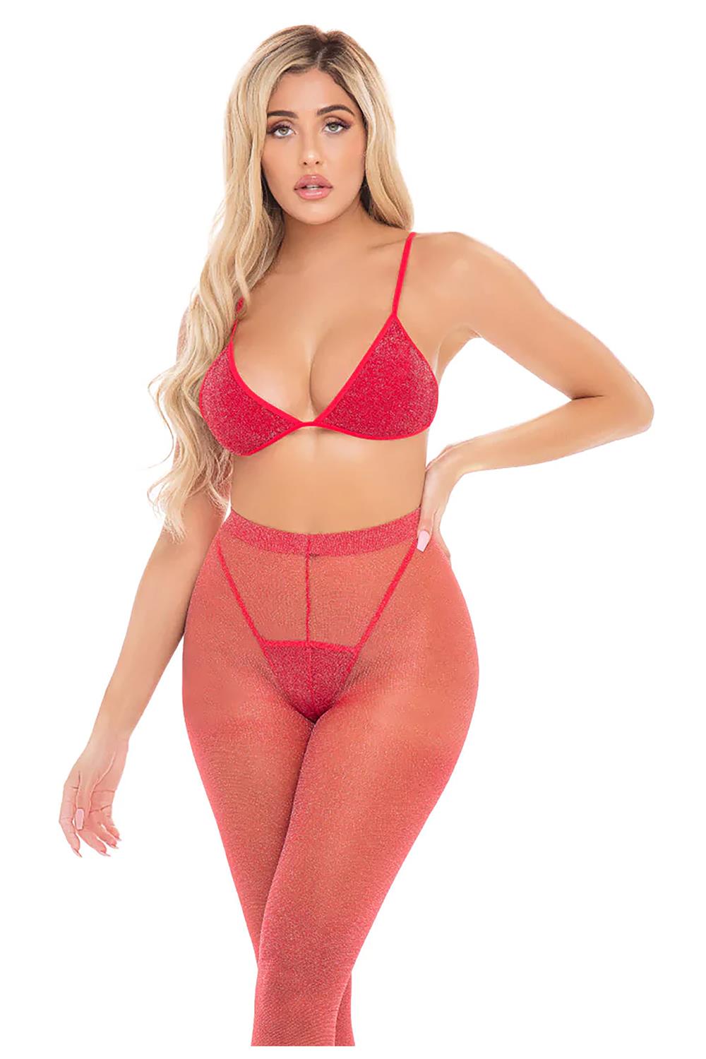 Seksualių apatinių komplektas Pink Lipstick Lingerie, raudonas