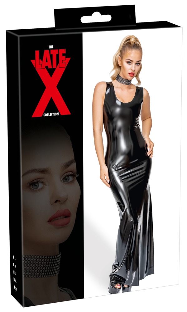 Seksuali suknelė Latex Dress Long, juoda, S