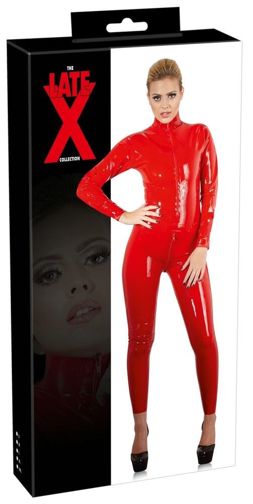 Latex catsuit red 2xl