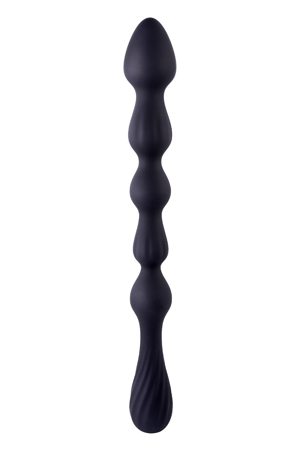 NMC 10.5 INCH RIBBED SILICONE ANAL BALL BEADS BLACK