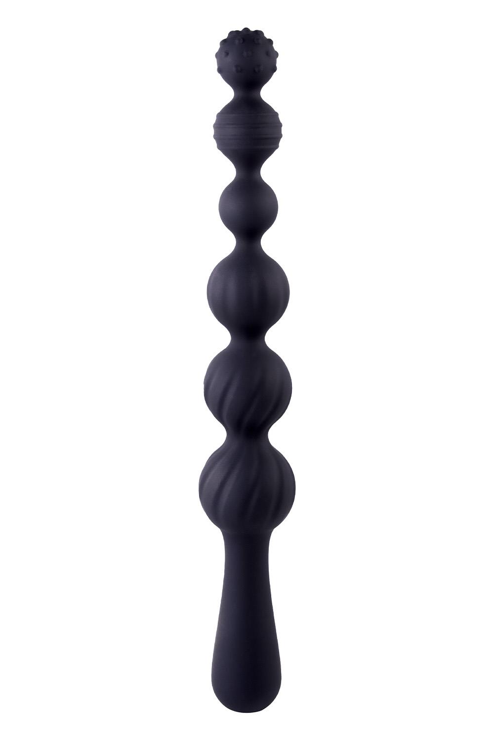 NMC 9.5 INCH RIBBED SILICONE ANAL BALL BEADS BLACK