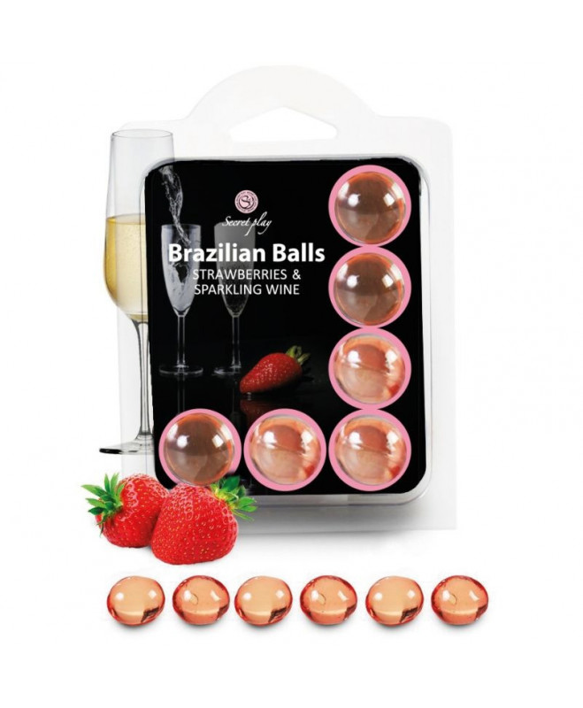 SECRETPLAY SET 6 BRAZILIANS BALLS STRAWBERRIES WITH CAVA