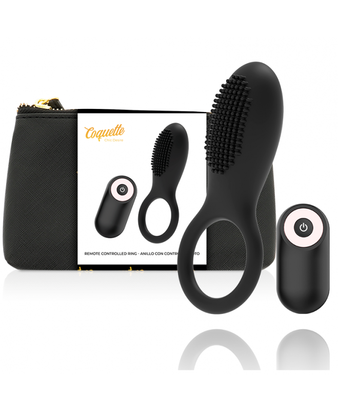 COQUETTE CHIC DESIRE - COCK RING REMOTE CONTROL RECHARGEABLE BLACK/GOLD
