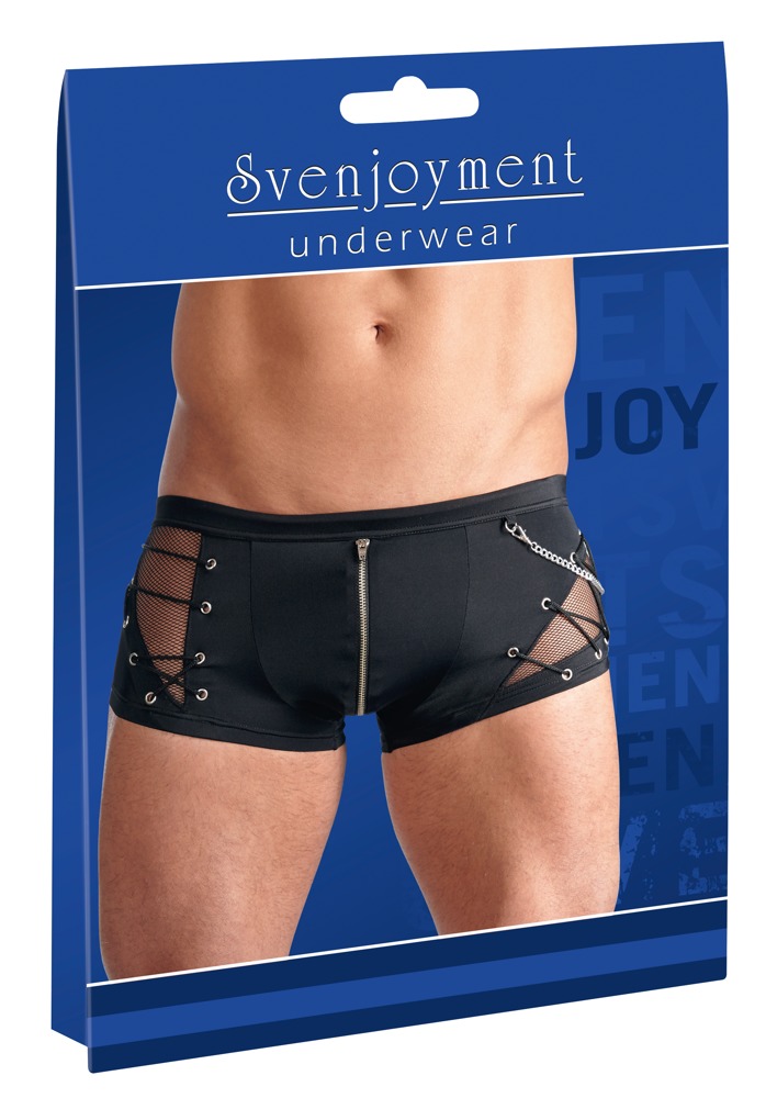 Seksualūs vyrų apatiniai su užtrauktuku ir grandinėlė Svenjoyment, juodi, S