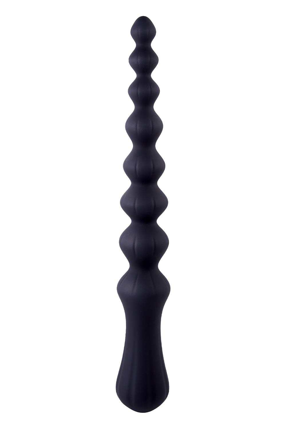 NMC 9.5 INCH RIBBED SILICONE ANAL BALL BEADS BLACK