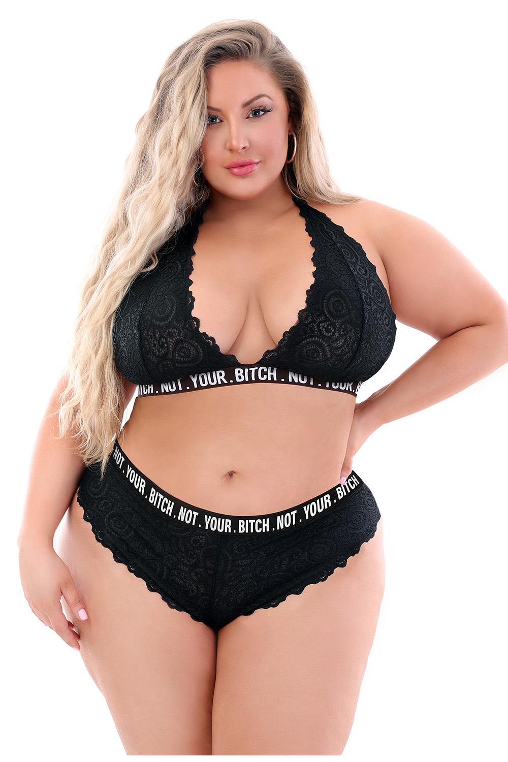 NOT YOUR BITCH LACE BRALETTE & CHEEKY PANTY, Q/S