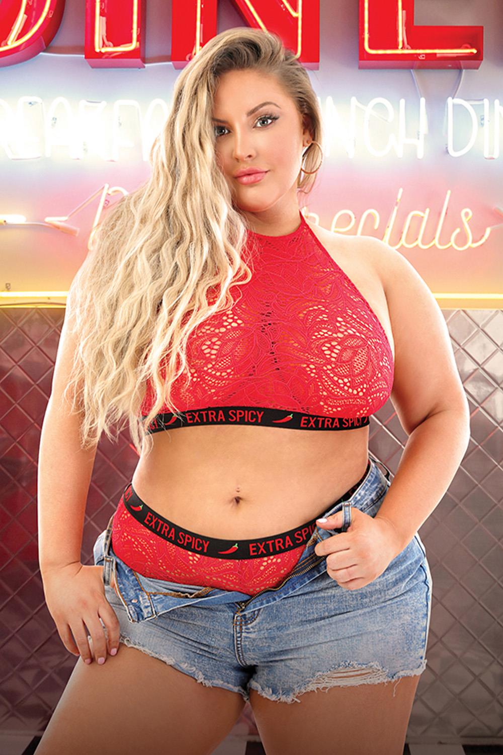 EXTRA SPICY LACE HALTER TOP & CHEEKY PANTY, Q/S