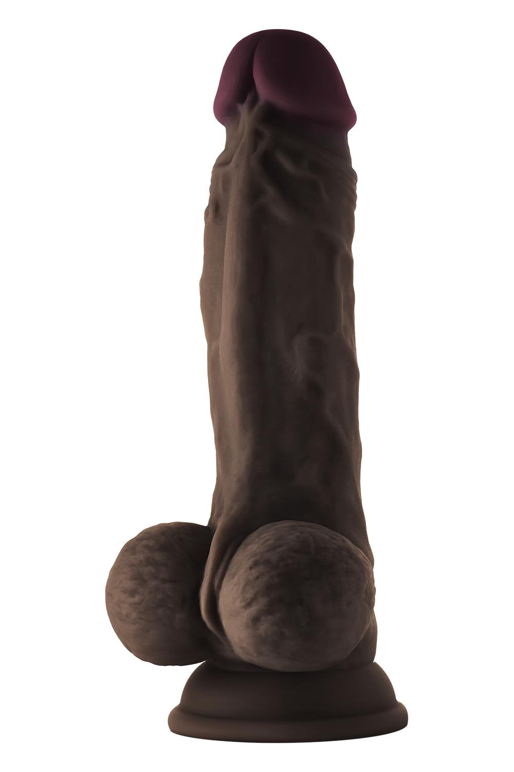 SHAFT MODEL A 7.5 INCH LIQUID SILICONE DONG WITH BALLS MAHOGANY