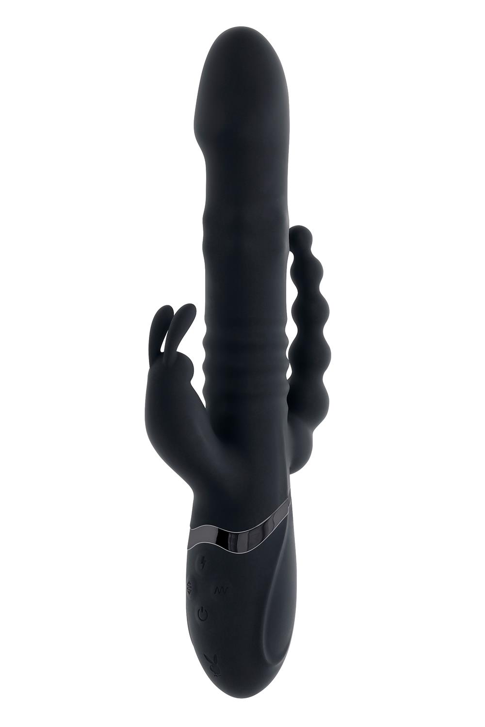 Triušio vibratorius Playboy Big Bunny Energy, juodas