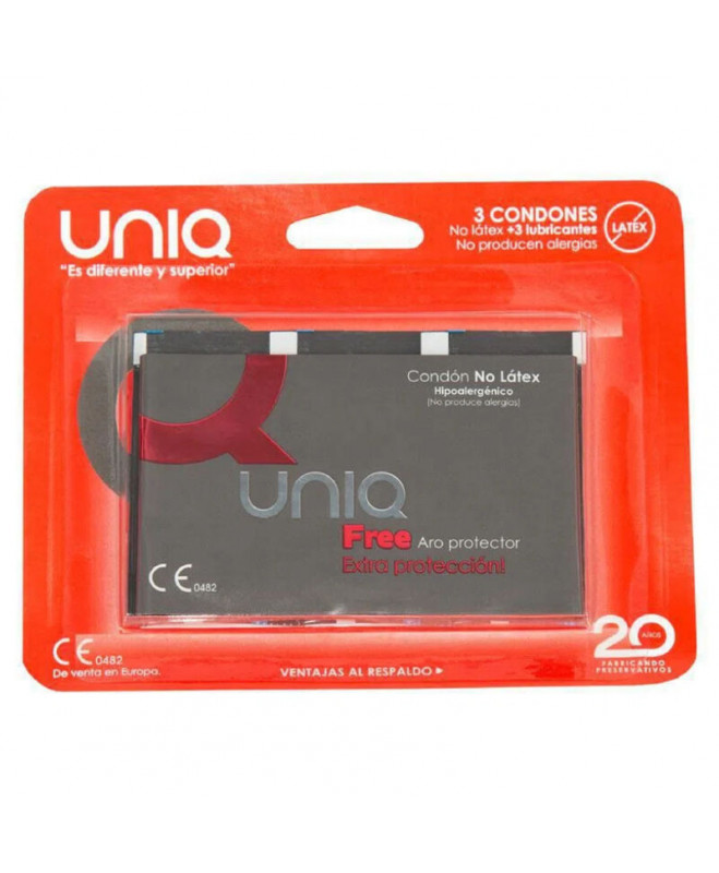 UNIQ FREE LATEX FREE CONDOMS WITH PROTECTIVE RING 3 UNITS