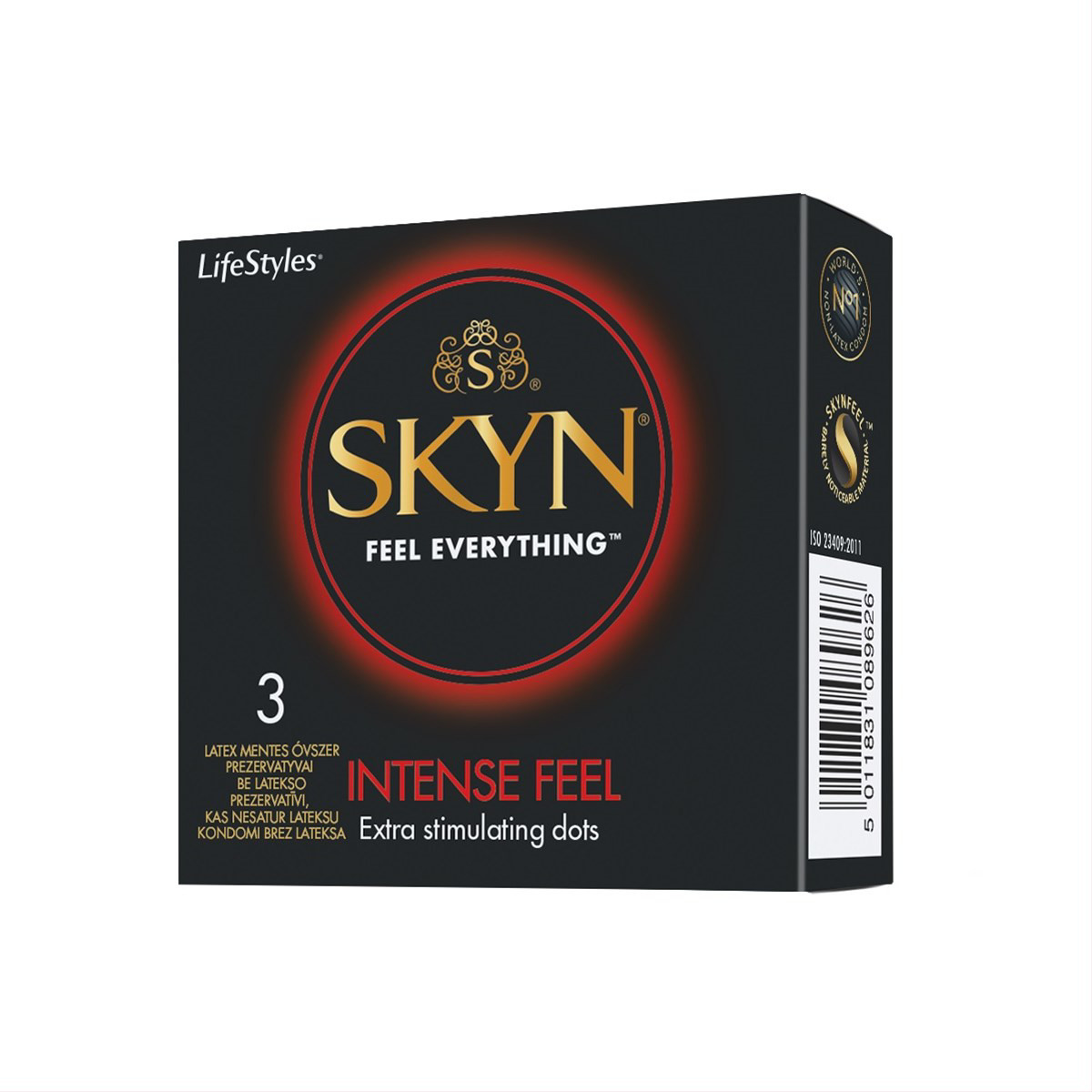 LIFESTYLES SKYN INTENSE FEEL, prezervatyvai, 3 vnt.
