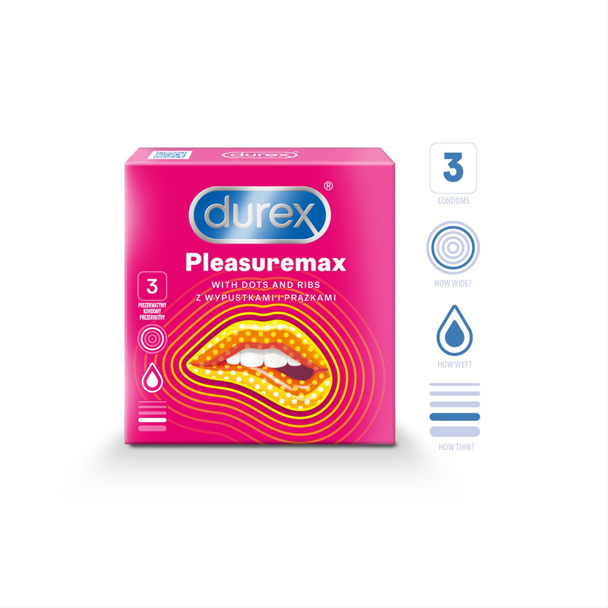 DUREX PLEASUREMAX, prezervatyvai, 3 vnt.