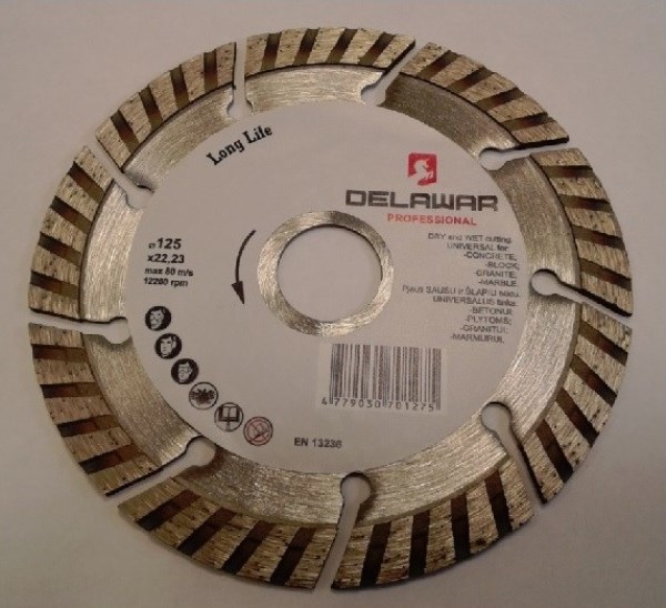 Diskas deimantinis 125x2,5x22,2 mm Turbo Delawar