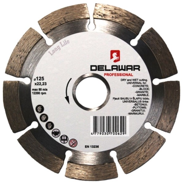 Diskas deimantinis 230x3x22,23 mm Segment Delawar