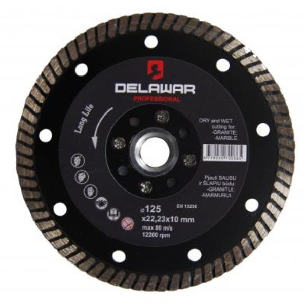 Diskas deimantinis 125x1,2x22,2 mm Turbo Hot DeLawar