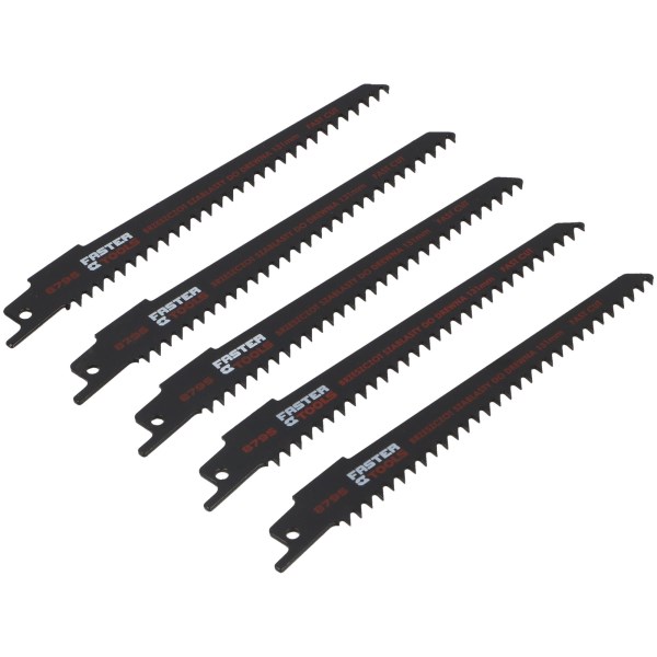 Pjūkleliai tiesiniam medžio pjūklui 150mm 5 vnt. Faster Tools