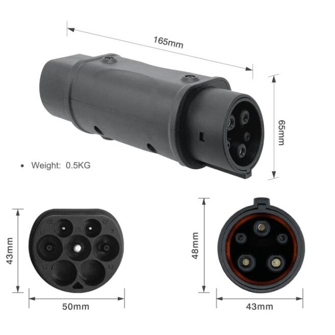 Type 1 - Type 2 adapteris be laido, 32A