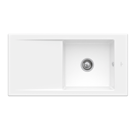 Villeroy - Boch Timeline 60 keraminė plautuvė : Spalva - Balta blizgi (Snow White), Ventilis - Ekscentrinis ventilis