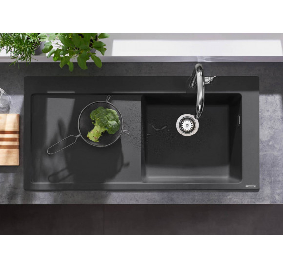 Hansgrohe Granitinė plautuvė F450 su nusausinimo plokštuma kairėje : Spalva - Juoda matinė