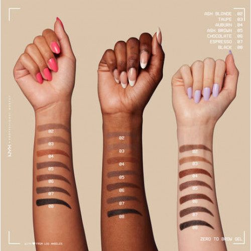 NYX Professional Makeup Zero To Brow Longwear Brow Gel Ilgalaikis antakių gelis, Auburn