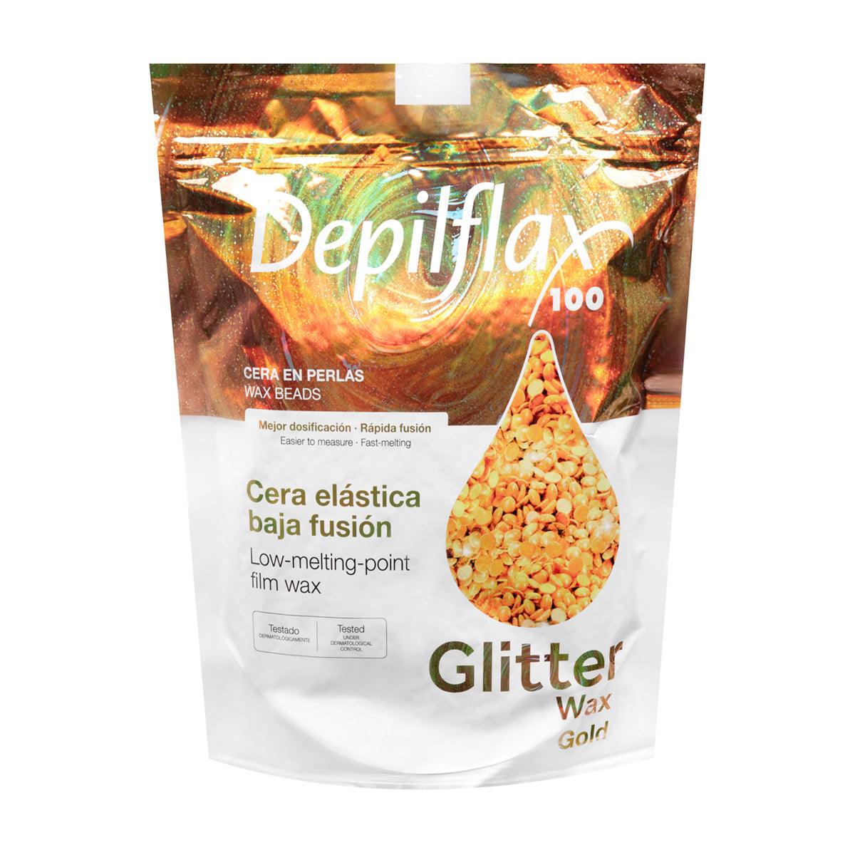 DEPILFLAX vaško granulės GOLD GLITTER, 1 kg