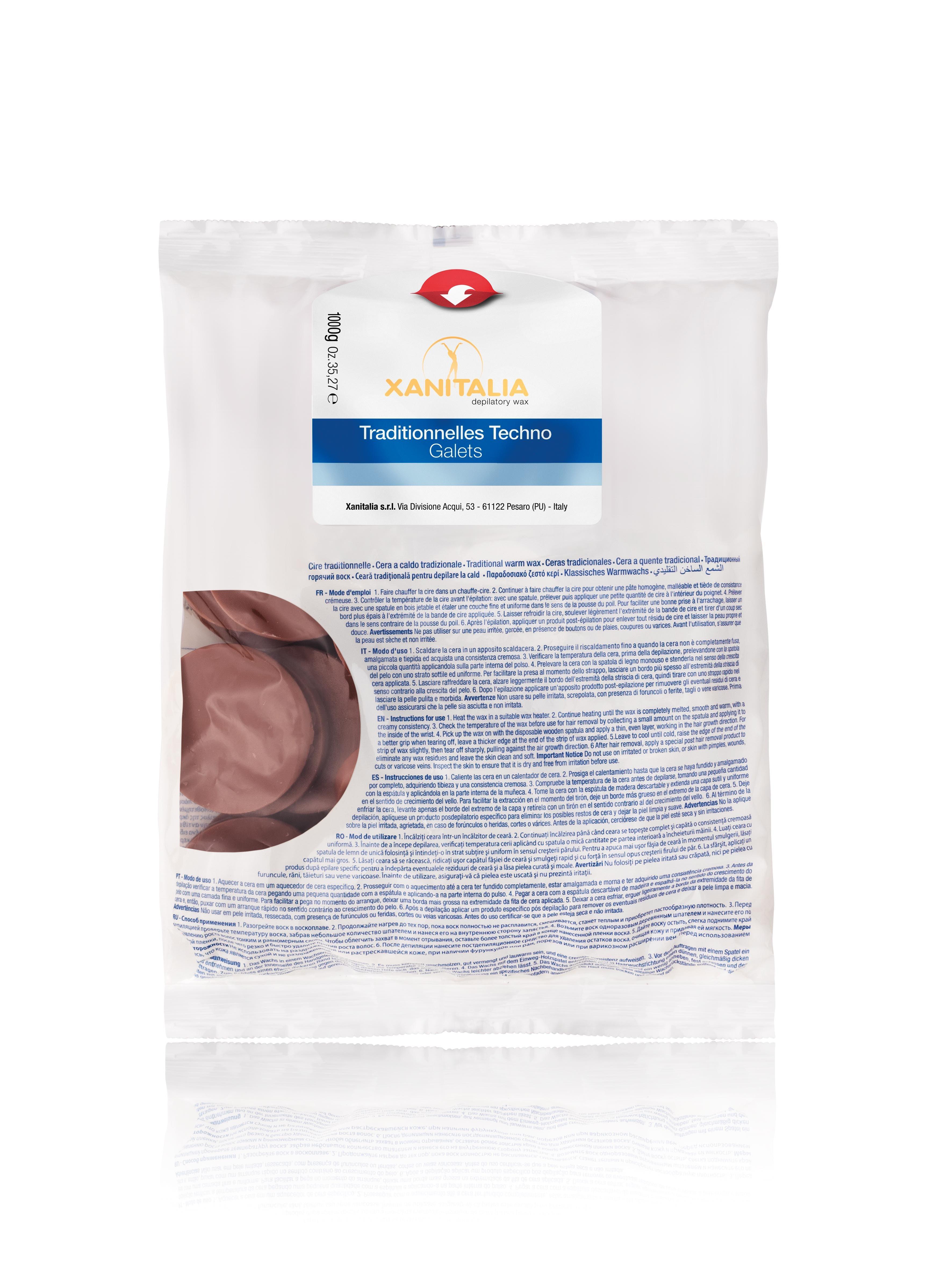 XANITALIA depiliacinio vaško diskai CHOCOLATE TECHNO HARD WAX, 1 kg