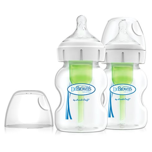 DR. BROWN'S OPTIONS+ 150 ml plataus kaklelio buteliukai, 2 vnt.