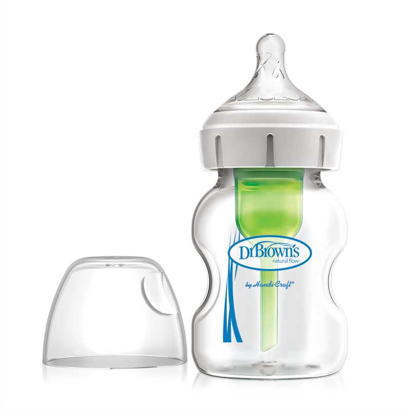 DR. BROWN'S OPTIONS+ 150 ml stiklinis plataus kaklelio buteliukas