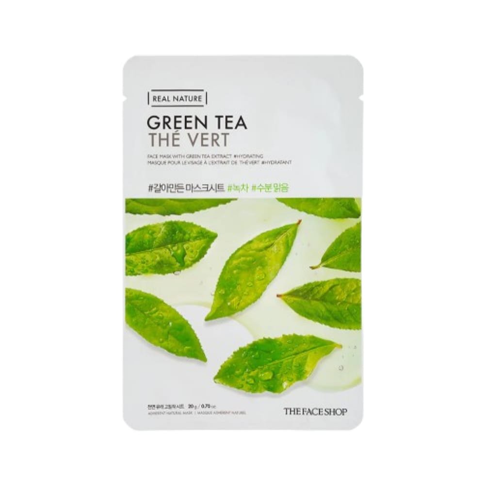 The Face Shop Real Nature Face Mask With Green Tea Extract - Lakštinė Veido Kaukė Su Žaliosios Arbatos Ekstraktu