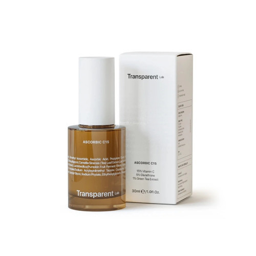 Transparent Lab Ascorbic C15 Face Serum Serumas su antioksidantais senstančiai veido odai, 30ml