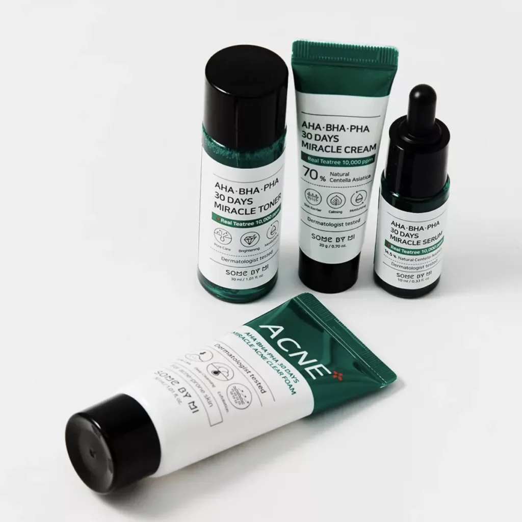 SOME BY MI AHA BHA PHA 30 Days Miracle AC SOS Kit – veido priežiūros rinkinys problemiškai odai