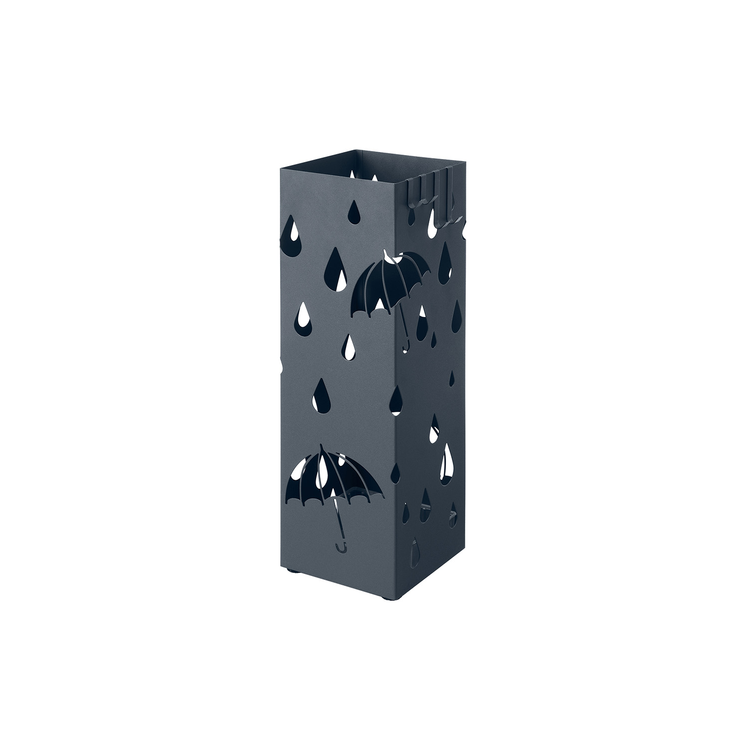 Metalinis skėčių laikiklis su vandens surinkimo padėklu | 15,5 x 15,5 x 49 cm | Pilka