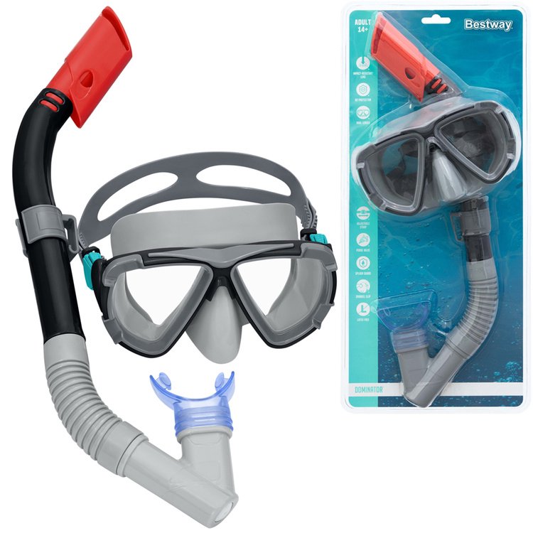 Nardymo kaukė su vamzdeliu Bestway Dominator Snorkel, juoda