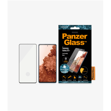 PanzerGlass | Samsung | Galaxy S21+ Series | Antibacterial glass | Black | Case Friendly, Compatible with the in-screen fingerprint reader | Antifingerprint screen protector|7257