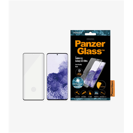 PanzerGlass | Samsung | Galaxy S21 Ultra Series | Antibacterial glass | Black | Case Friendly, Compatible with the in-screen fingerprint reader | Antifingerprint screen protector|7258