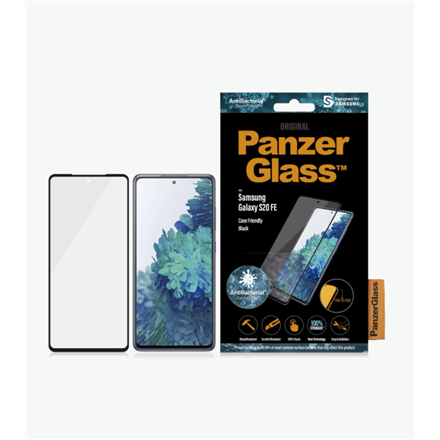 PanzerGlass | Samsung | Galaxy S20 FE CF | Glass | Black | Works with face recognition and is compatible with the in-screen fingerprint reader; Case Friendly | Clear Screen Protector|7243