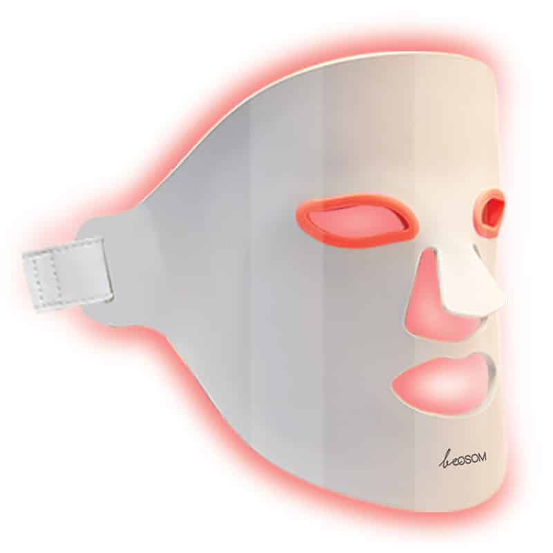 LED šviesos terapijos kaukė veidui ir kaklui, balta, silikoninė BEOSOMSGMSKNK