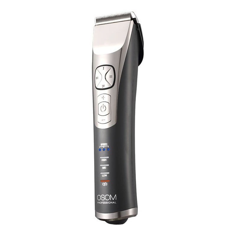 Profesionali plaukų kirpimo mašinėlė OSOM Professional Hair Clipper P9 OSOMHCP9, ličio jonų baterija, 100-240V, 50/60 Hz, pilkos spalvos
